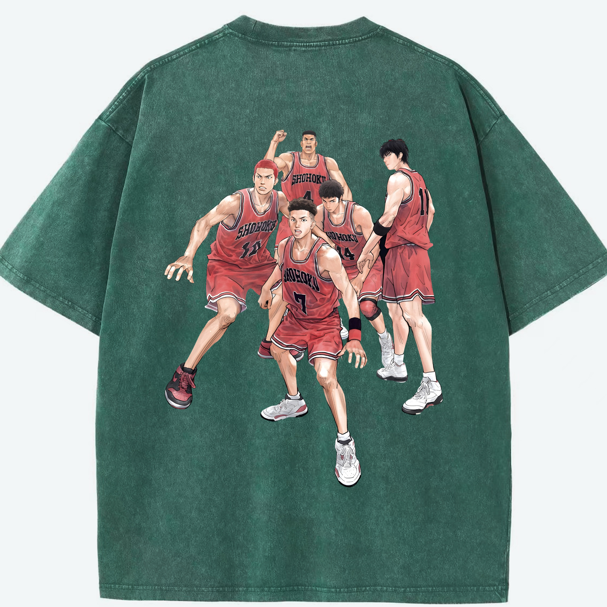 SLAM DUNK／スラムダンク 綿100% ヴィンテージ風 半袖Tシャツ（背面プリント）